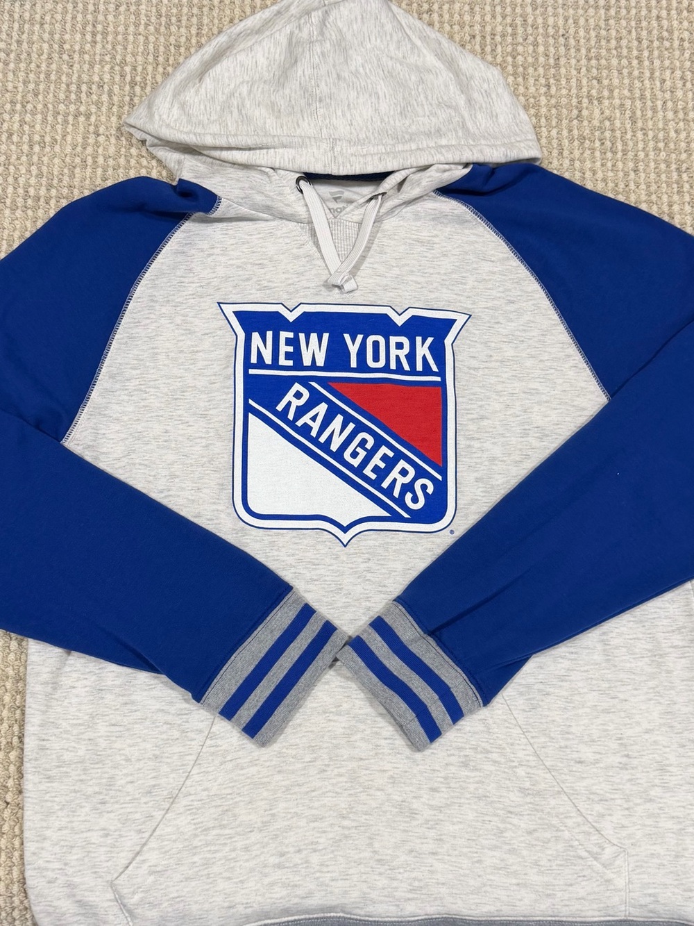 Fanatics New York Rangers Men's Ivory/Blue Pullover Hoodie NHL Hockey NEW